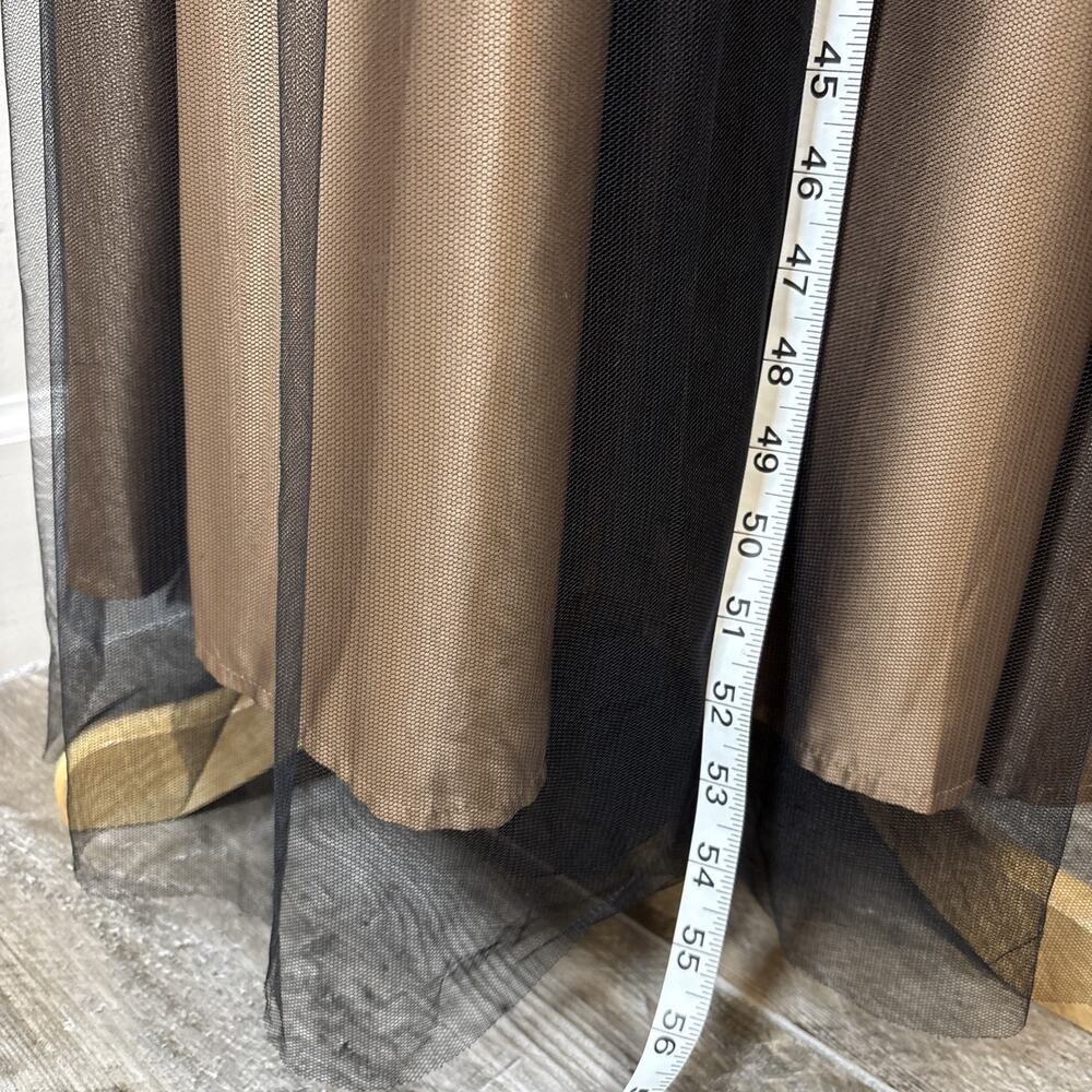 Bronze Satin Sheer Black Overlay Long Sleeve Formal Gown Whimsigoth Dark Boho M - Picture 7 of 12